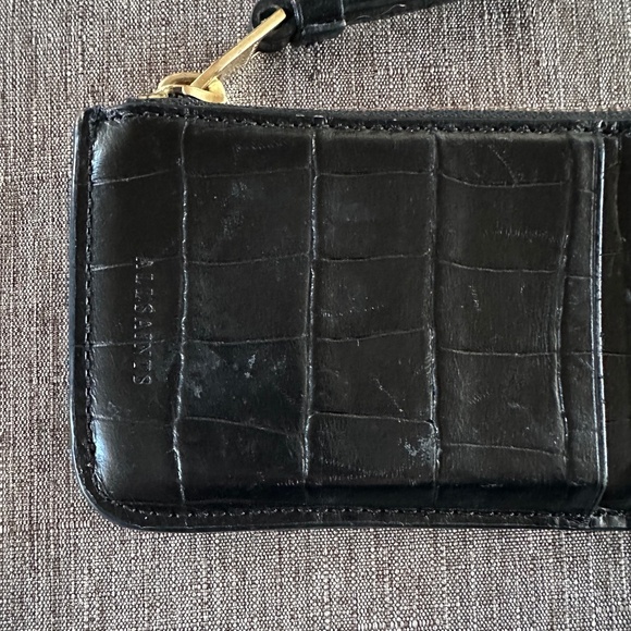 ALL SAINTS LEATHER CARD HOLDER COIN PURSE BLACK - Picture 3 of 3